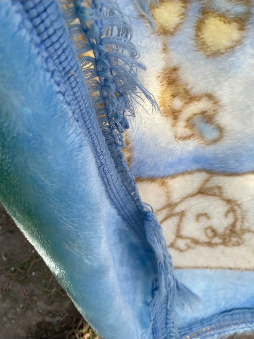 Vintage Baby Nursery Blue Cartoon Plush Throw Blanket -